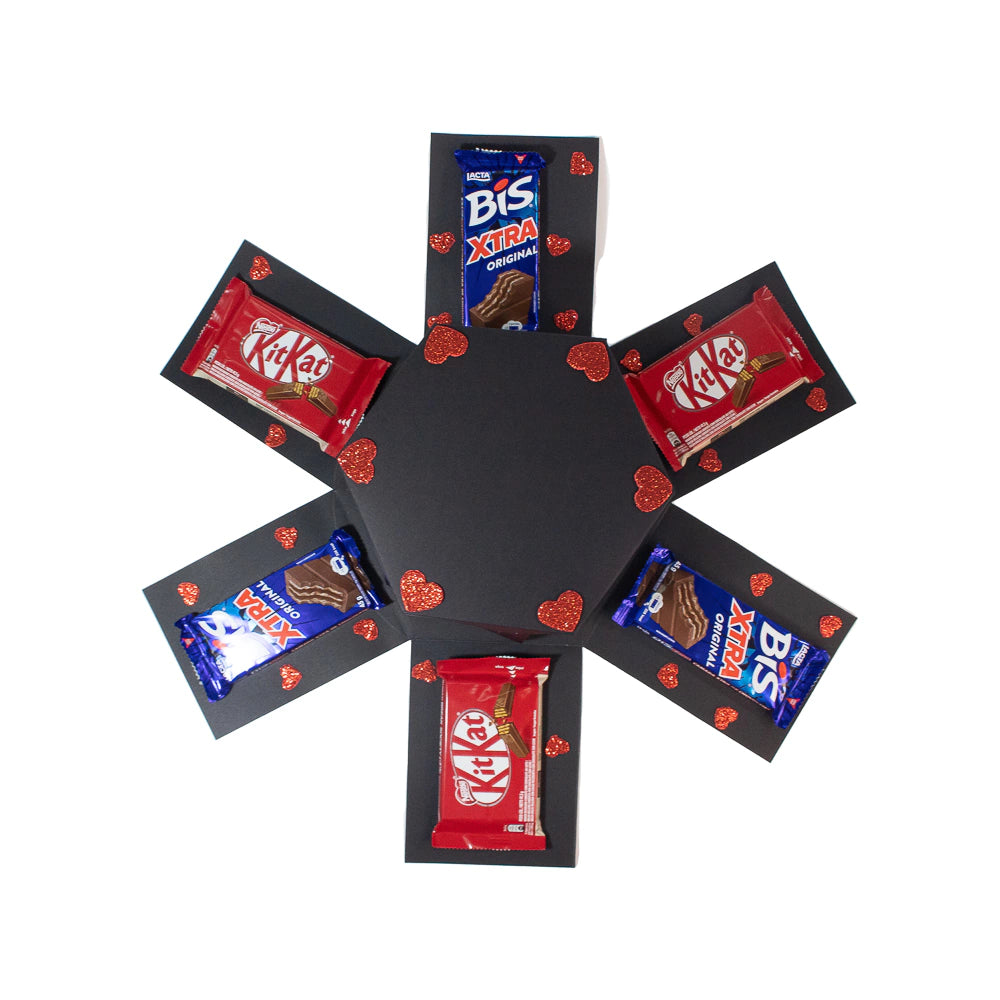Caixa Explosão Premium Personalizada – Fotos, Chocolates e Mensagens de Amor 💝